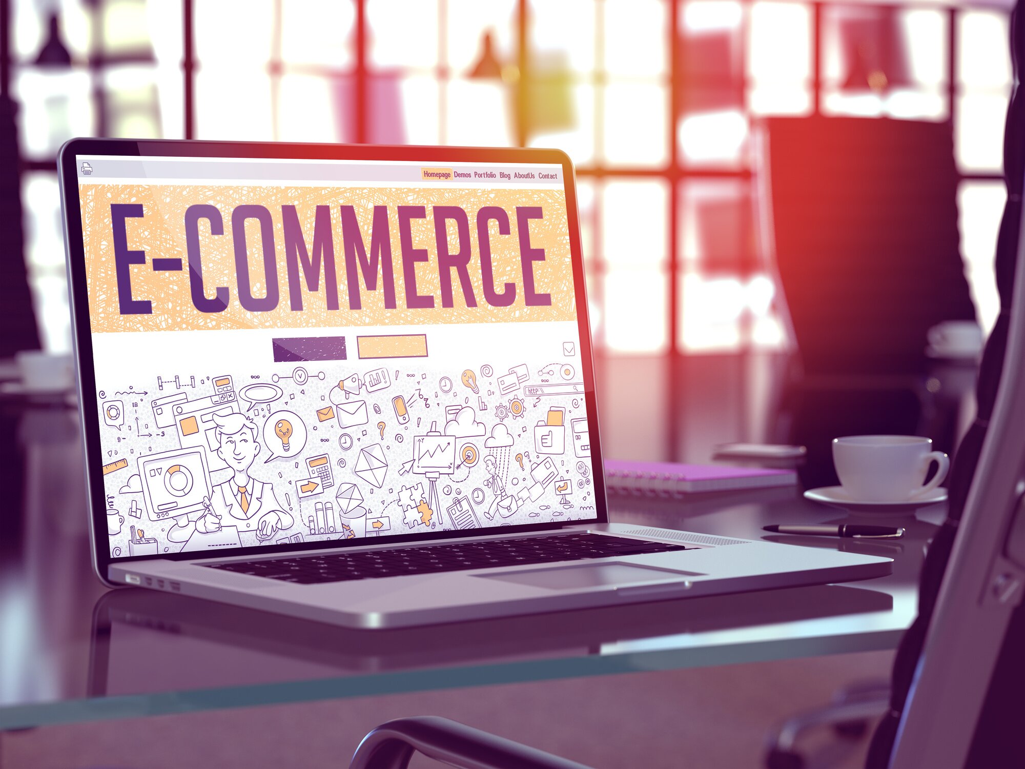 e commerce on laptop screen